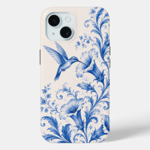 Blue Chinoiserie Hummingbird Phone Case