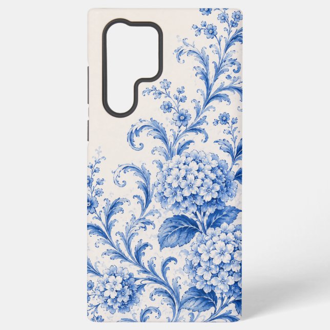 Blue Chinoiserie Hydrangea Phone Case (Back)