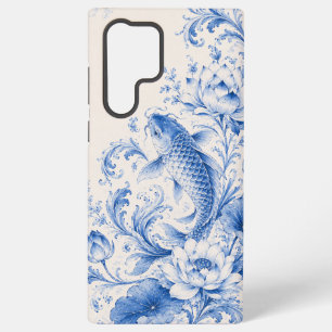 Blue Chinoiserie Koi Lotus Phone Case