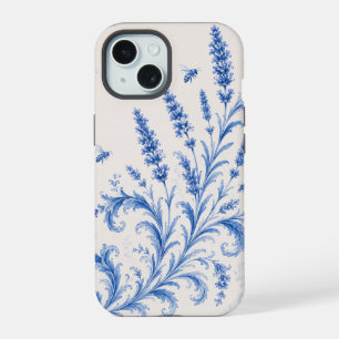 Blue Chinoiserie Lavender Bee Phone Case