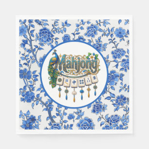 Blue Chinoiserie Mahjong  Napkin