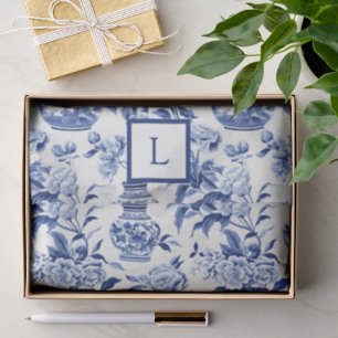 Blue Chinoiserie Monogram Tissue Paper