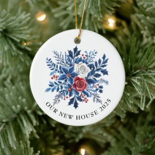 Blue Chinoiserie New House Christmas Ceramic Ornament