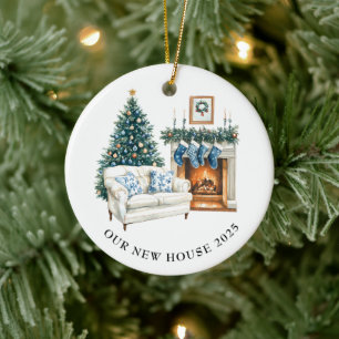Blue Chinoiserie New House Christmas Ceramic Ornament