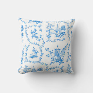 Blue Chinoiserie Pagoda Cushion