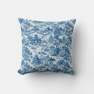 Blue chinoiserie pattern cushion