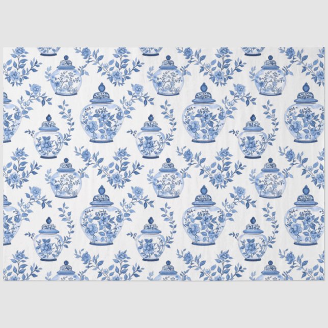 Blue Chinoiserie Pattern  Tissue Paper (Front)