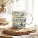 Blue Chinoiserie Peacock Custom Name Coffee Mug<br><div class="desc">Start your day with elegance using the Blue Chinoiserie Peacock Custom Name Coffee Mug. This beautifully designed mug features a classic blue chinoiserie peacock motif, adding a touch of sophistication to your morning routine. Personalise it with your name or the name of a loved one, making it a perfect gift...</div>