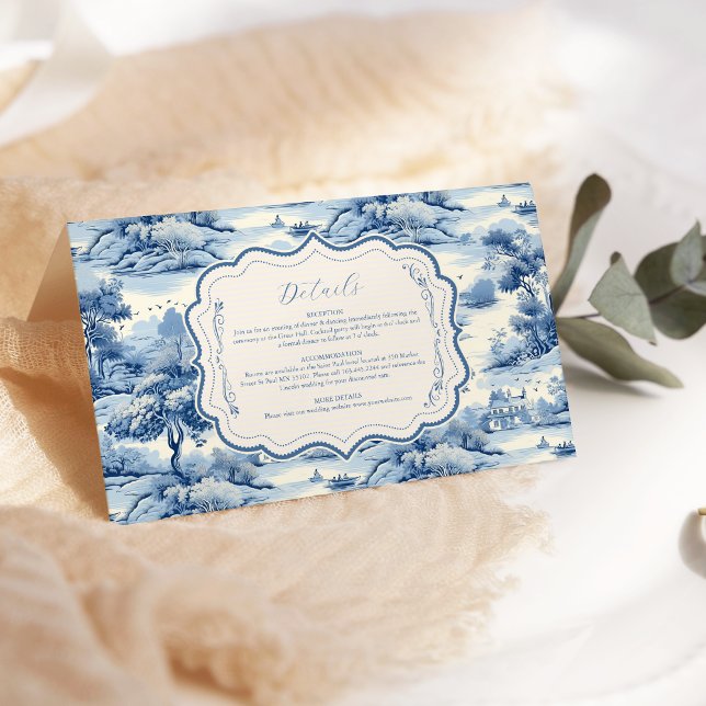 Blue Chinoiserie Porcelain Botanical Peony Wedding Enclosure Card (Creator Uploaded)