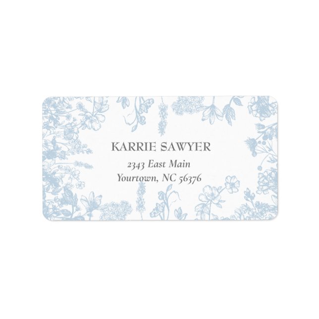 Blue Chinoiserie Return address label (Front)