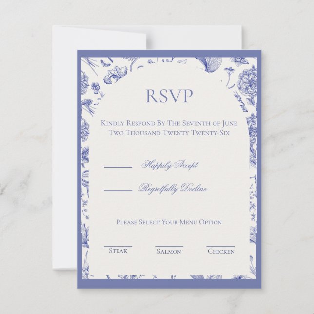 Blue Chinoiserie RSVP card (Front)
