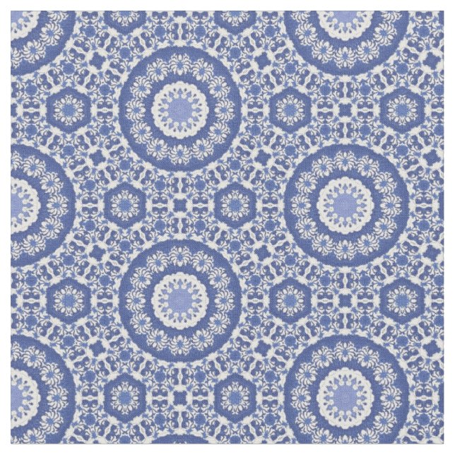 Blue chinoiserie square repeating home decorator  fabric (Close Up)