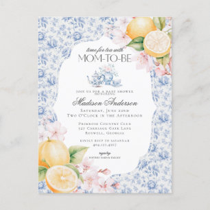 Blue Chinoiserie Tea Party Baby Shower Toile Postcard