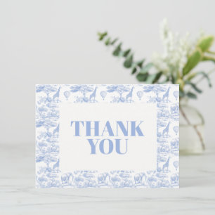 Blue Chinoiserie Toile de Jouy Baby Shower Thank You Card