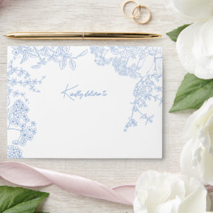 Blue Chinoiserie Toile de Jouy Wedding Envelope