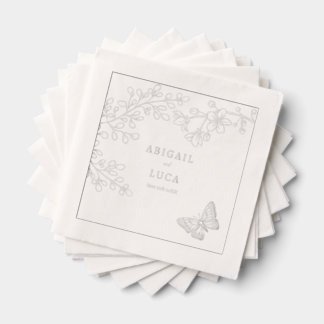 Blue Chinoiserie Toile de Jouy Wedding Foil Napkins