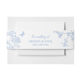 Blue Chinoiserie Toile de Jouy Wedding Invitation Belly Band