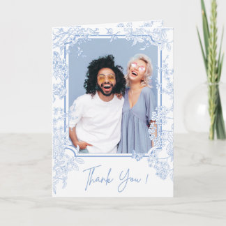 Blue Chinoiserie Toile de Jouy Wedding Save Date Thank You Card