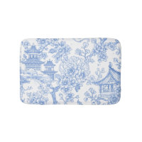 Blue Chinoiserie Toile Dragon Cherry Blossom