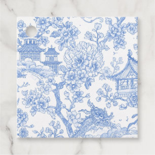 Blue Chinoiserie Toile Dragon Cherry Blossom Favour Tags