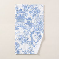 Blue Chinoiserie Toile Dragon Cherry Blossom
