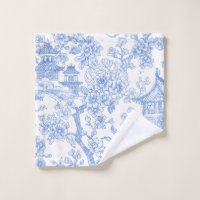 Blue Chinoiserie Toile Dragon Cherry Blossom