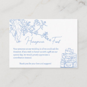 Blue Chinoiserie Toile Honeymoon Fund Wishing Well Enclosure Card