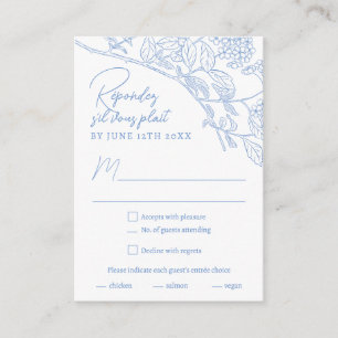 Blue Chinoiserie Toile Wedding Website RSVP Enclosure Card