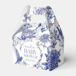 Blue Chinoiserie Victorian Floral baby shower Favour Box