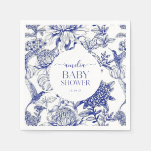 Blue Chinoiserie Victorian Floral baby shower Napkin