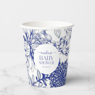 Blue Chinoiserie Victorian Floral baby shower  Paper Cups