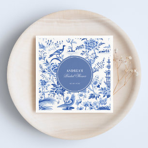 Blue chinoiserie vintage bridal shower napkin