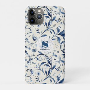 Blue Chinoiserie Watercolor Vine & Floral iPhone 11 Pro Case