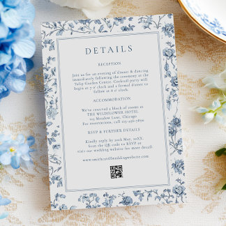 Blue Chinoiserie Wedding Details Enclosure Card