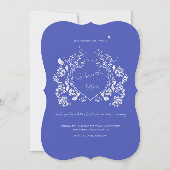 Blue Chinoiserie Wedding Invitation (Front)