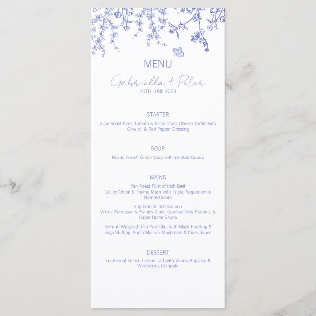 Blue Chinoiserie Wedding Menu (Front)