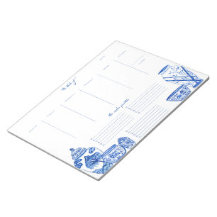 Blue Chinoiserie Weekly Planner Notepad