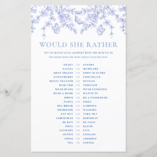 Blue Chinoiserie Would She Rather Baby Shower Game