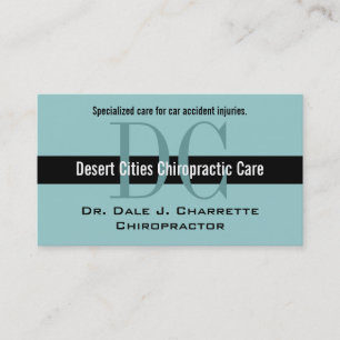 Blue Chiropractor Business Cards with Monograms