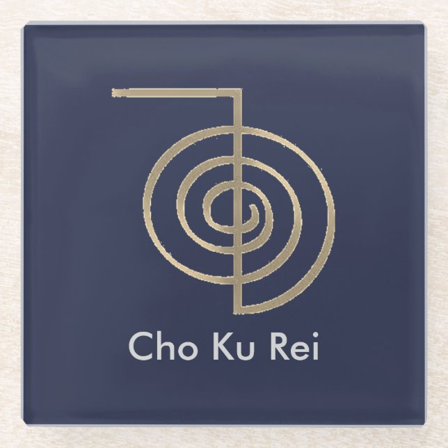 Blue Cho Ku Rei Reiki Symbol Coasters (Front)