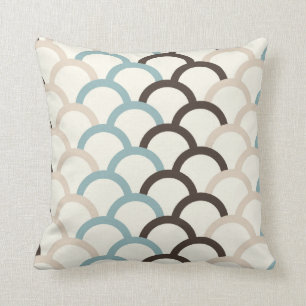 Blue, Chocolate, Cream Abstract Pillow
