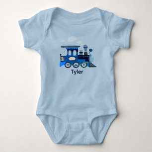 Blue Choo Choo Baby Bodysuit