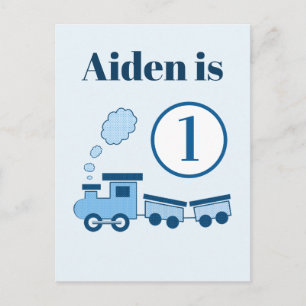 Blue Choo Choo Train Postcard