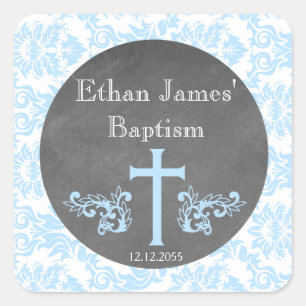 Blue Christening Baptism Favour Stickers Tags