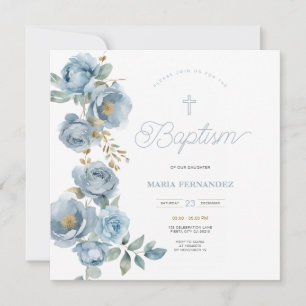 Blue Christening Invite Template