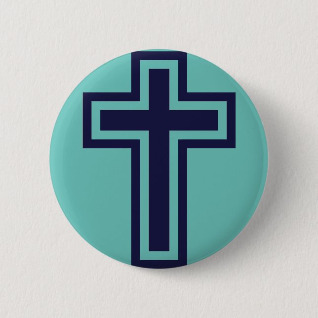 Blue Christian cross different variants 6 Cm Round Badge (Front)