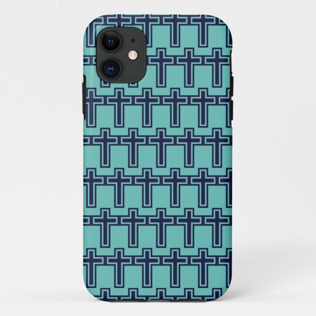 Blue Christian cross different variants Case-Mate iPhone Case (Back)