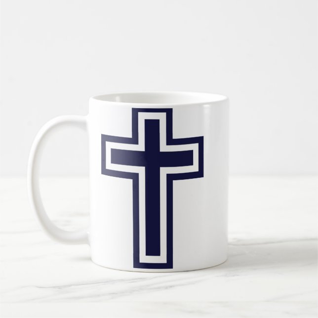 Blue Christian cross different variants Coffee Mug (Left)