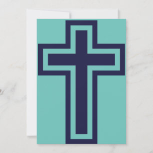 Blue Christian cross different variants Holiday Card