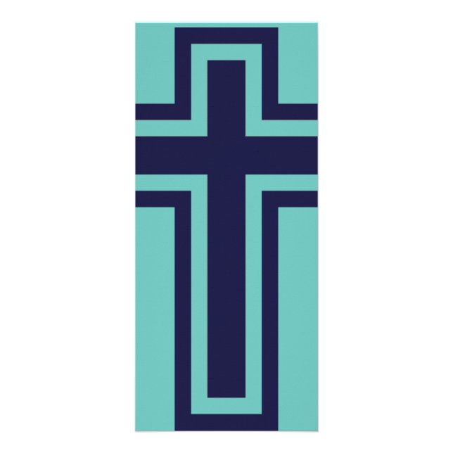 Blue Christian cross different variants Rack Card (Front)